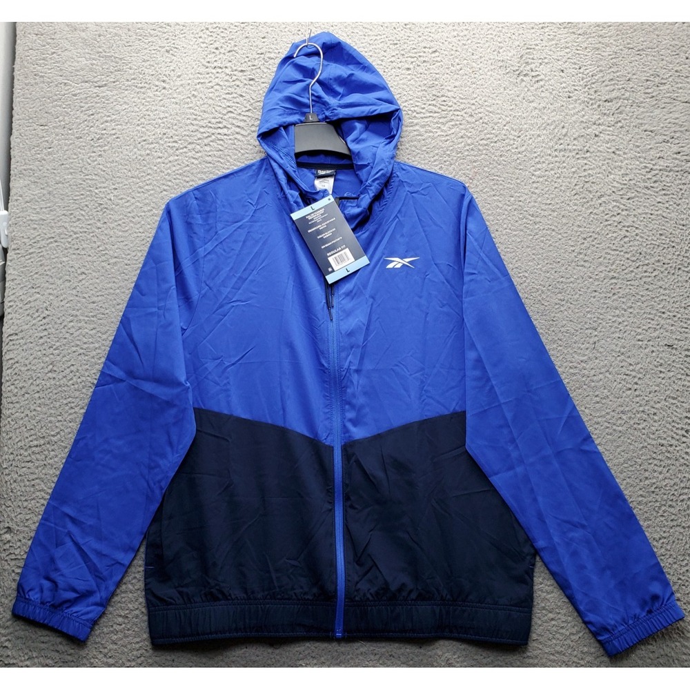 Reebok Windbreaker Jacket Mens L Multi Colorblock Athletic Full Zip 3RSMJ1706